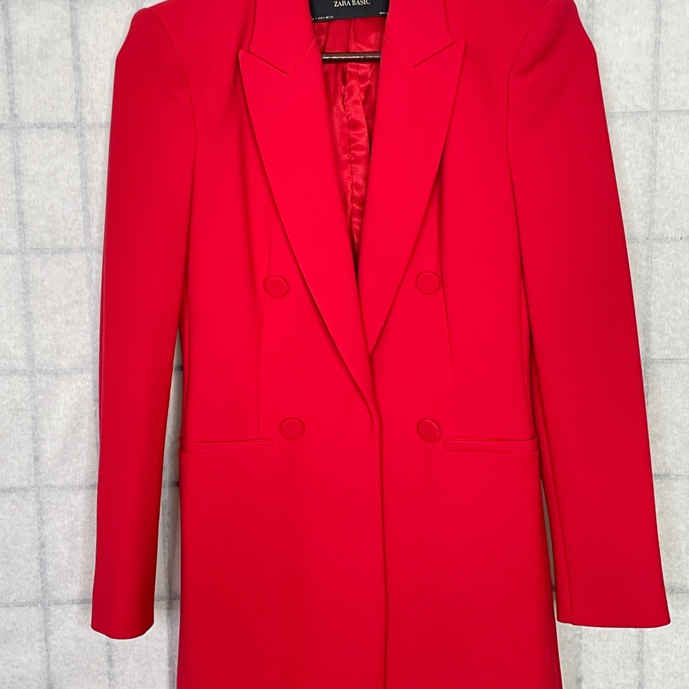 Zara Red Double-Breasted Women's Blazer